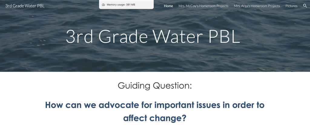 3rd Grade Water PBL Website picture